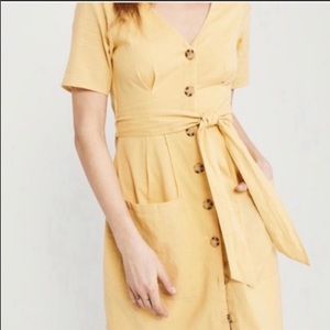 Abercrombie & Fitch Yellow Button Dress Small